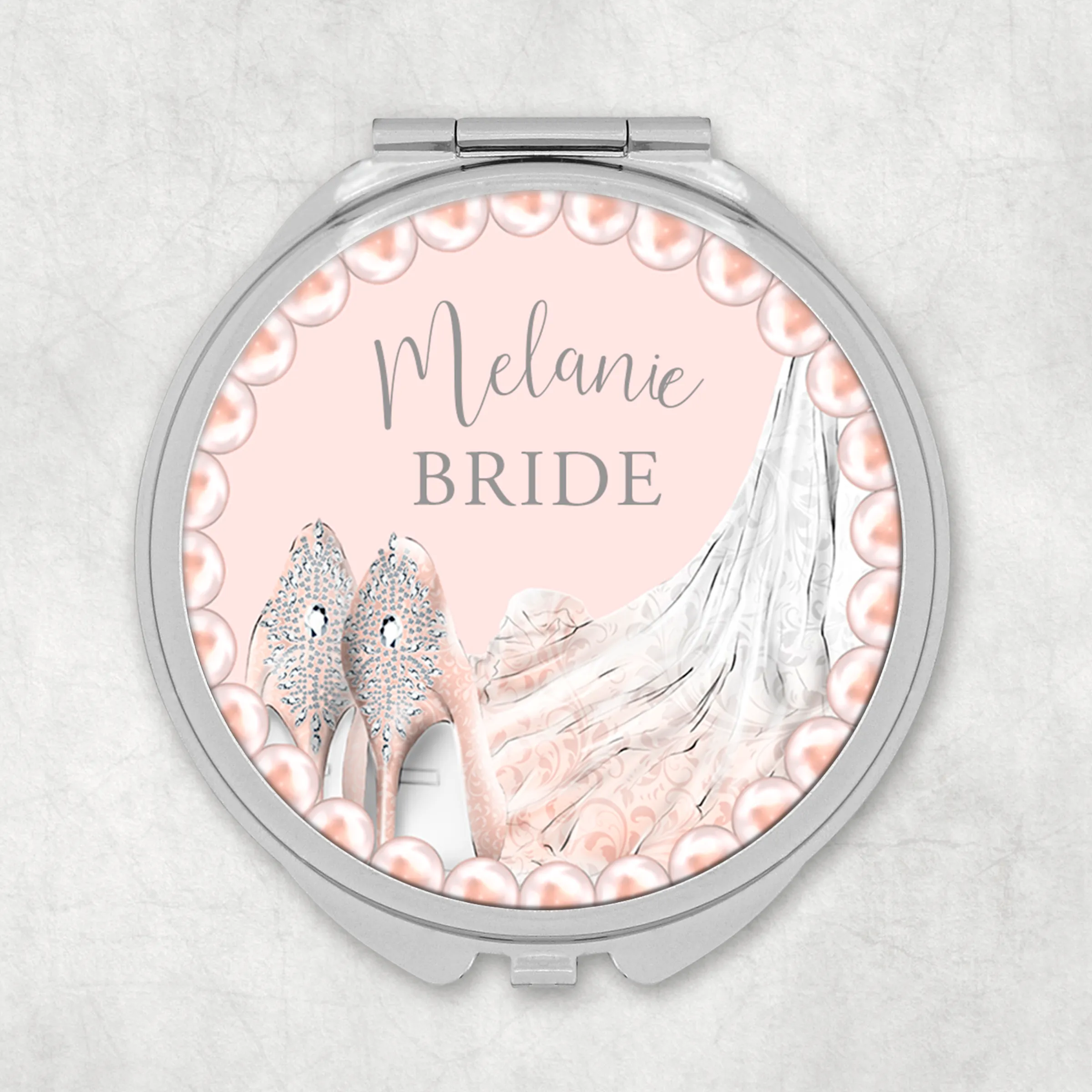 Wedding Role Dress and Shoes Personalised Wedding Compact Mirror