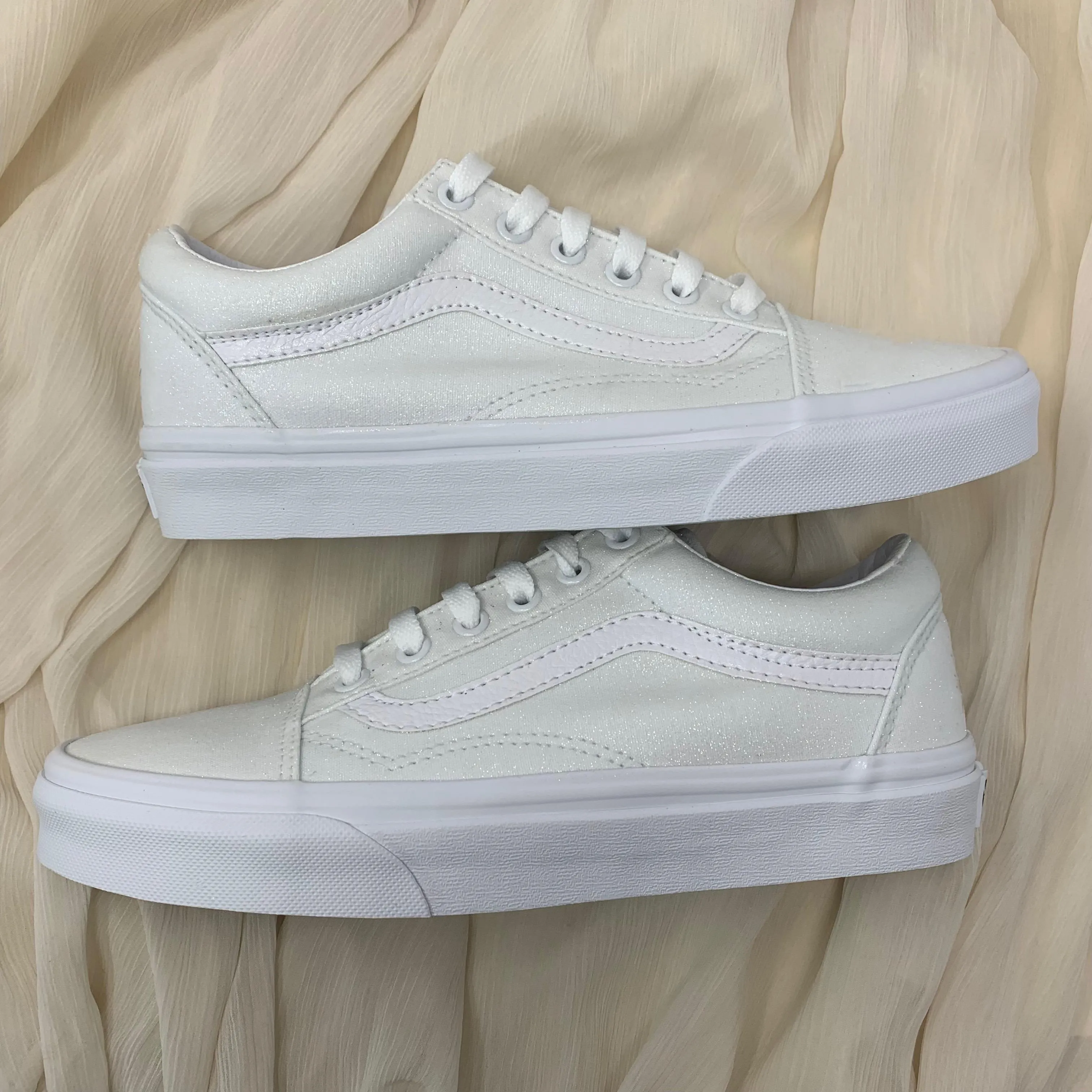 White Glitter Old Skool Vans