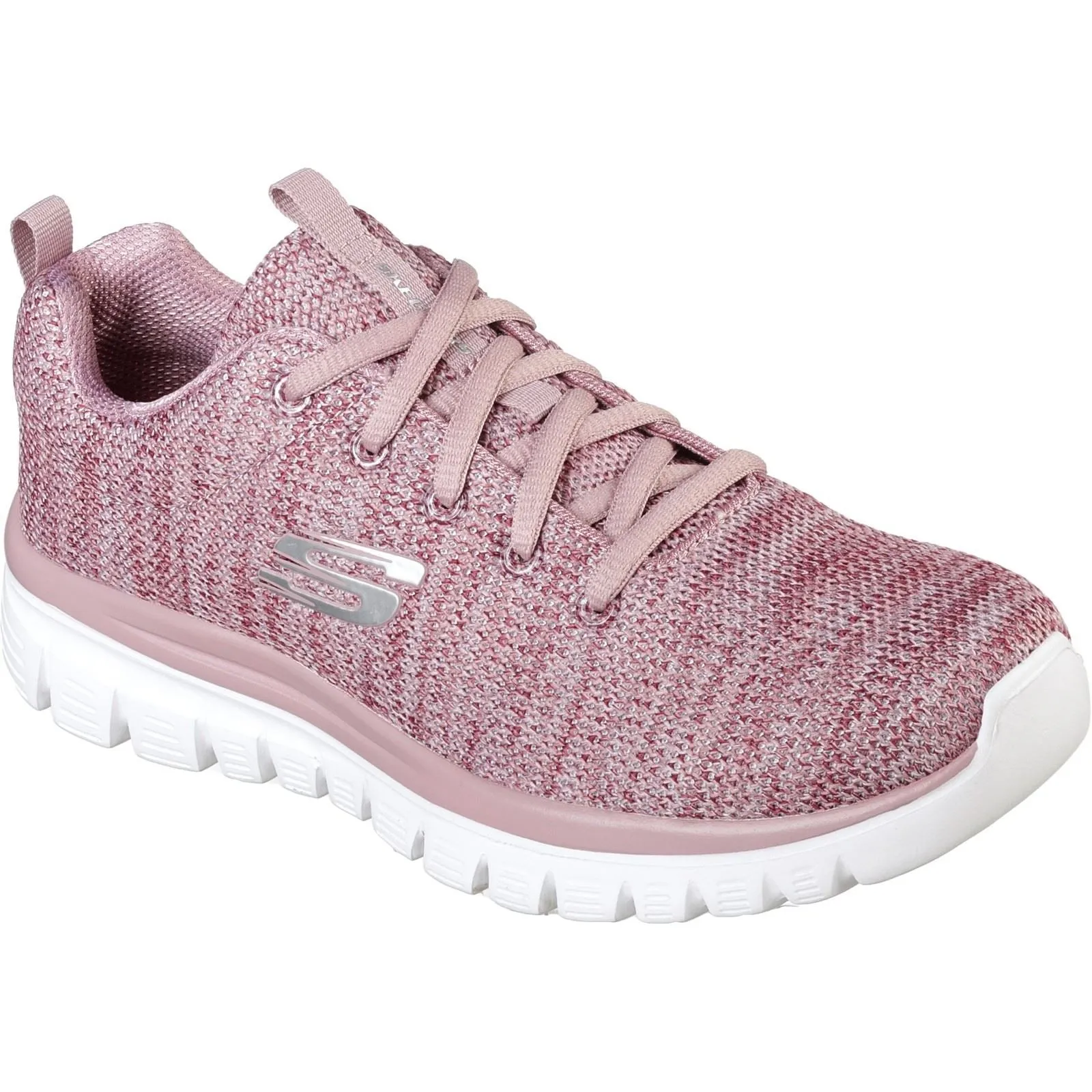 Women's Wide Fit Skechers 12614 Graceful Twisted Fortune Sneakers - Mauve